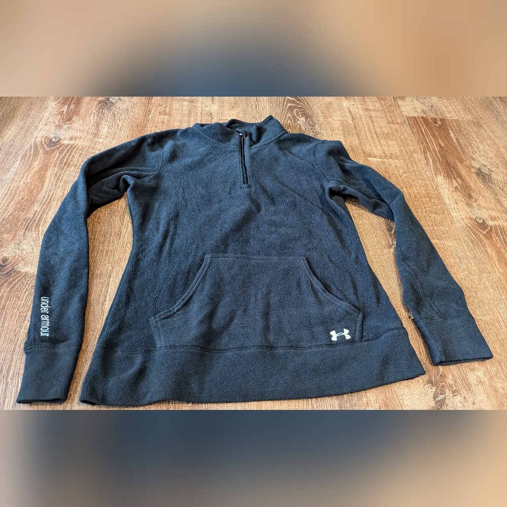 Under armour women's small black quarter zip fleece sweatshirt with pockets